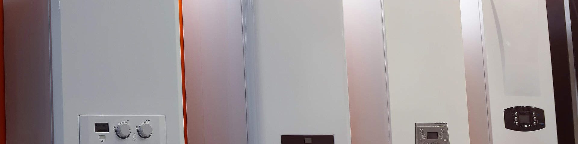 new gas boilers in a showroom