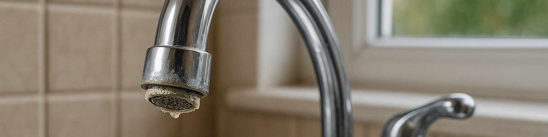 kitchen tap with limescale