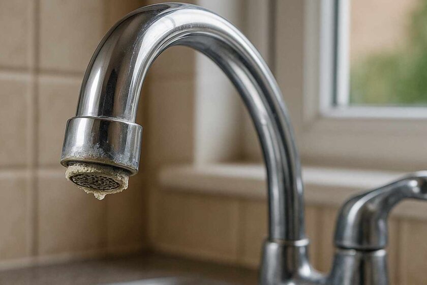 kitchen tap with limescale