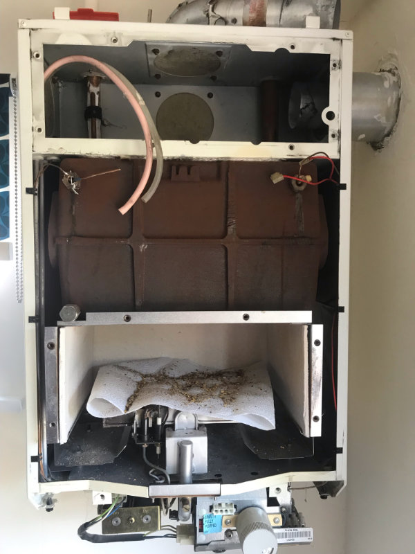 boiler stripped down for servicing